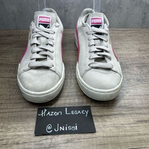 Puma~Women's~Suede Gray/Pink Classic Comfort Shoes Sneakers~Size 9 - Picture 3 of 8